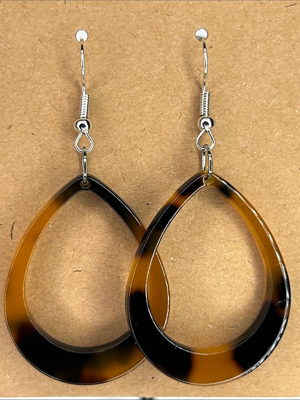 Tortoiseshell Teardrop Dangle Earrings - Brown Fashion Jewelry